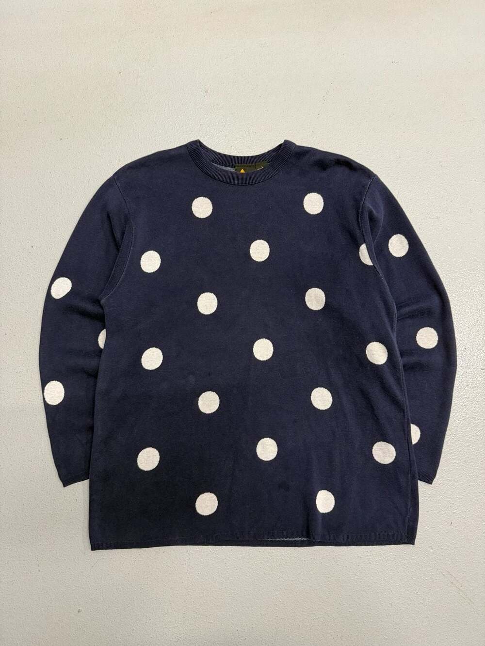 Vintage Navy Lizsport Polka Dot Cotton Knit Sweater